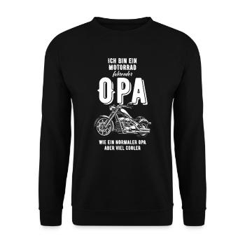 Ich bin ein Motorrad fahrender Opa - Unisex Pullover - Schwarz - Vorne - Alina (178cm) & Michal (187cm)