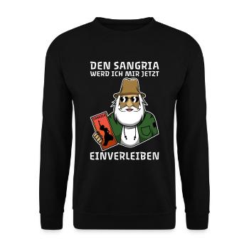 Penny Kapitän Meme – Sangria einverleiben - Unisex Pullover - Schwarz - Vorne - Alina (178cm) & Michal (187cm)