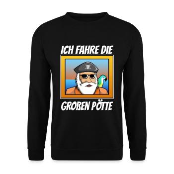 Harald Krull - Ich fahre die großen Pötte - Unisex Pullover - Schwarz - Vorne - Alina (178cm) & Michal (187cm)