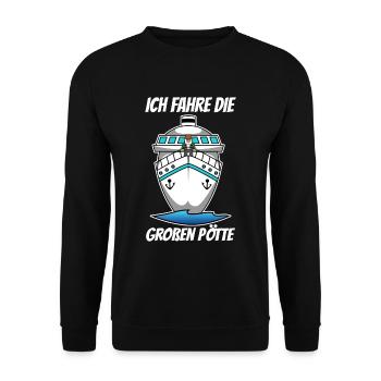 Harald Krull - Ich fahre die großen Pötte - Unisex Pullover - Schwarz - Vorne - Alina (178cm) & Michal (187cm)