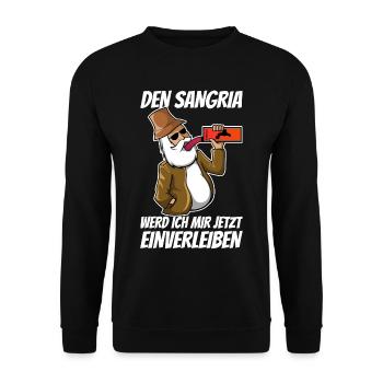 Den Sangria werd ich mir jetzt einverleiben - Unisex Pullover - Schwarz - Vorne - Alina (178cm) & Michal (187cm)