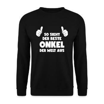 So sieht der beste Onkel der Welt aus Bester Onkel - Unisex Pullover - Schwarz - Vorne - Alina (178cm) & Michal (187cm)