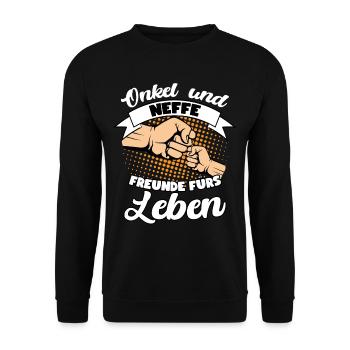 Onkel und Neffe Freunde fürs Leben - Unisex Pullover - Schwarz - Vorne - Alina (178cm) & Michal (187cm)