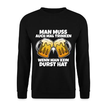Man muss auch mal trinken wenn man kein durst hat - Unisex Pullover - Schwarz - Vorne - Alina (178cm) & Michal (187cm)