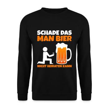 Schade das man Bier nicht - Unisex Pullover - Schwarz - Vorne - Alina (178cm) & Michal (187cm)