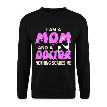 Docteur - Je suis une maman et un docteur, rien ne me fait peur - Sweat-shirt Unisexe - noir - Devant - Alina (178cm) & Michal (187cm)