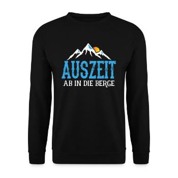 Auszeit Ab in die Berge - Berg - Wandern - Bergste - Unisex Pullover - Schwarz - Vorne - Alina (178cm) & Michal (187cm)