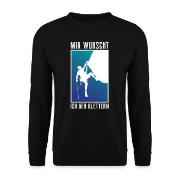 Mir Wurscht Ich geh Klettern - Klettern - Bouldern - Unisex Pullover - Schwarz - Vorne - Alina (178cm) & Michal (187cm)