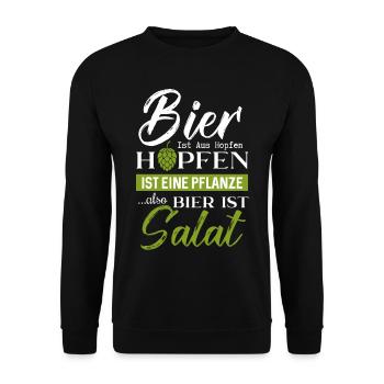 Bier Ist Aus Hopfen Hopfen Ist Eine Pflanze Also - Unisex Pullover - Schwarz - Vorne - Alina (178cm) & Michal (187cm)