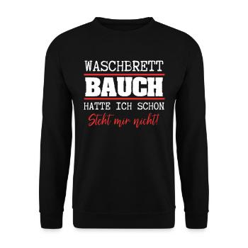 Waschbrettbauch Hatte Ich Schon Steht Mir Nicht - - Unisex Pullover - Schwarz - Vorne - Alina (178cm) & Michal (187cm)