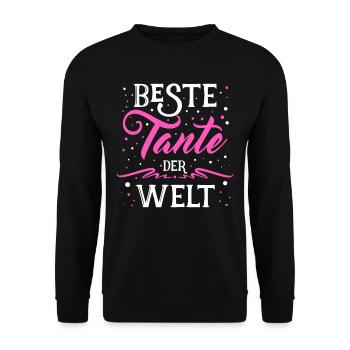 Beste Tante de Welt - Tante - Tanten - coole Tante - Unisex Pullover - Schwarz - Vorne - Alina (178cm) & Michal (187cm)