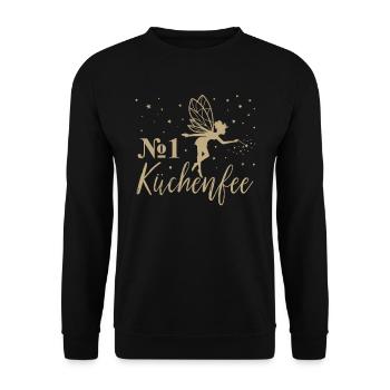 No 1 Küchenfee, Köchin Küchenfee Köchin Chefkoch, - Unisex Pullover - Schwarz - Vorne - Alina (178cm) & Michal (187cm)