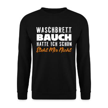 Waschbrettbauch Hatte Ich Schon Steht Mir Nicht - Unisex Pullover - Schwarz - Vorne - Alina (178cm) & Michal (187cm)