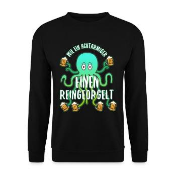 Wie ein Achtarmiger einen reingeorgelt - Unisex Pullover - Schwarz - Vorne - Alina (178cm) & Michal (187cm)