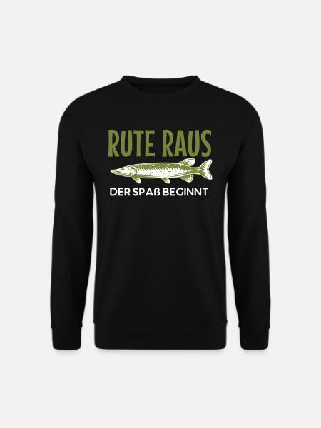 Rute raus der Spass beginnt, Fisch, Angler, Angeln - Unisex Pullover - Schwarz