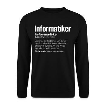 Informatiker Definition, Zauberer, Hexenmeister In - Unisex Pullover - Schwarz - Vorne - Alina (178cm) & Michal (187cm)