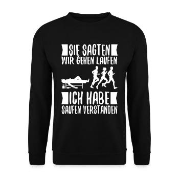 Laufen ich habe saufen verstanden - Unisex Pullover - Schwarz - Vorne - Alina (178cm) & Michal (187cm)
