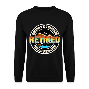 Rente - Auf Wiedersehen Spannung Hallo Rente - Unisex Pullover - Schwarz - Vorne - Alina (178cm) & Michal (187cm)