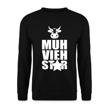 Muh Vieh Star Landwirt Filmstar Kuh Rinderwirt - Unisex Pullover - Schwarz - Vorne - Alina (178cm) & Michal (187cm)