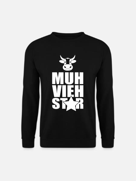 Muh Vieh Star Landwirt Filmstar Kuh Rinderwirt - Unisex Pullover - Schwarz