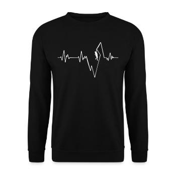 Heartbeat herzschlag klettern climbing EKG - Unisex Pullover - Schwarz - Vorne - Alina (178cm) & Michal (187cm)