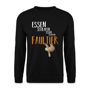 Essen Schlafen Essen Schlafen Faultier - Unisex Pullover - Schwarz - Vorne - Alina (178cm) & Michal (187cm)