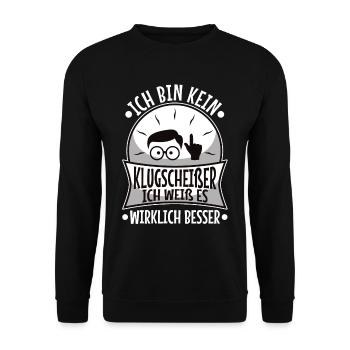 Bin kein Klugscheißer ich weiß es wirklich besser - Unisex Pullover - Schwarz - Vorne - Alina (178cm) & Michal (187cm)