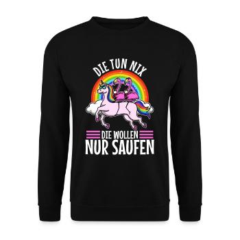 Die tun nix die wollen nur saufen - Unisex Pullover - Schwarz - Vorne - Alina (178cm) & Michal (187cm)