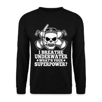 Ibreathe underwater what's your superpower - Unisex Pullover - Schwarz - Vorne - Alina (178cm) & Michal (187cm)