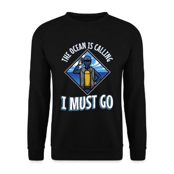 L’océan appelle et je dois y aller, plongée sous-marine - Sweat-shirt Unisexe - noir - Devant - Alina (178cm) & Michal (187cm)