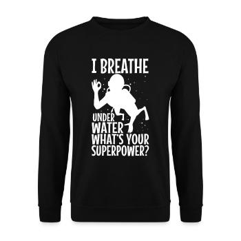 Ibreathe underwater, what's your superpower - Unisex Pullover - Schwarz - Vorne - Alina (178cm) & Michal (187cm)