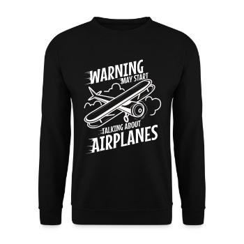 Avertissement peut commencer à parler d’avions - Sweat-shirt Unisexe - noir - Devant - Alina (178cm) & Michal (187cm)