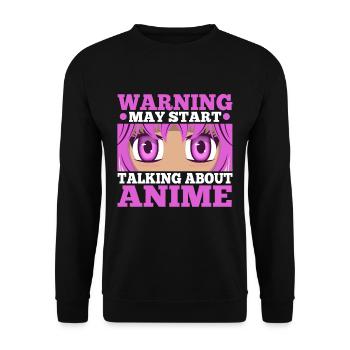 Warning may start talking about anime - Unisex Pullover - Schwarz - Vorne - Alina (178cm) & Michal (187cm)