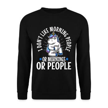 Ich hasse Morgenmenschen - Unisex Pullover - Schwarz - Vorne - Alina (178cm) & Michal (187cm)