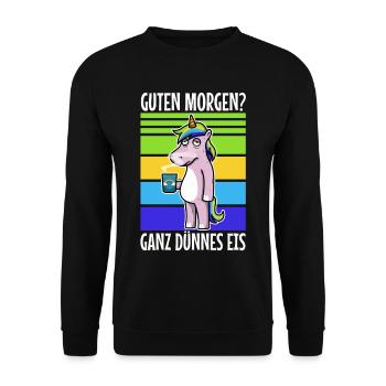 Guten morgen ganz dünnes eis - Unisex Pullover - Schwarz - Vorne - Alina (178cm) & Michal (187cm)