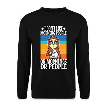 Ich hasse Morgenmenschen - Unisex Pullover - Schwarz - Vorne - Alina (178cm) & Michal (187cm)