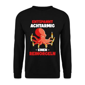 Entspannt Achtarmig einen reinorgeln Saufen - Unisex Pullover - Schwarz - Vorne - Alina (178cm) & Michal (187cm)