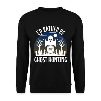 I'd Rather Be Ghost Hunting - Unisex Sweatshirt - black - Front - Alina (178cm) & Michal (187cm)