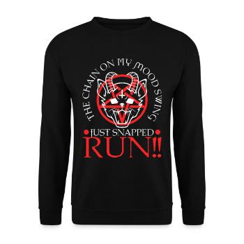 The chain on my mood swing just snapped run - Unisex Pullover - Schwarz - Vorne - Alina (178cm) & Michal (187cm)