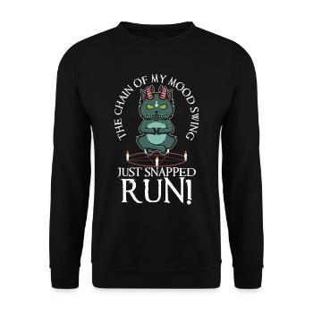 La chaîne sur mon swing d’humeur vient de claquer la course - Sweat-shirt Unisexe - noir - Devant - Alina (178cm) & Michal (187cm)