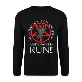 The chain on my mood swing just snapped run - Unisex Pullover - Schwarz - Vorne - Alina (178cm) & Michal (187cm)