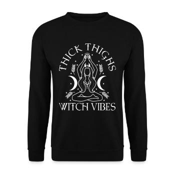 Thick Thighs Witch Vibes - Unisex Sweatshirt - black - Front - Alina (178cm) & Michal (187cm)