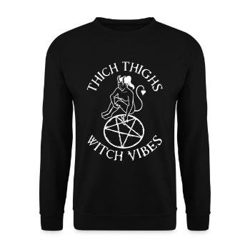 Thick Thighs Witch Vibes - Unisex Sweatshirt - black - Front - Alina (178cm) & Michal (187cm)