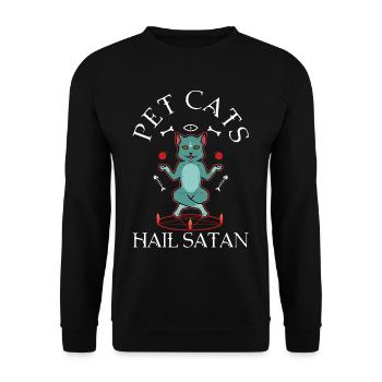 Pet Cats Hail Satan - Unisex Sweatshirt - black - Front - Alina (178cm) & Michal (187cm)