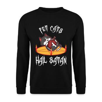 Pet Cats Hail Satan - Unisex Sweatshirt - black - Front - Alina (178cm) & Michal (187cm)