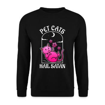 Pet Cats Hail Satan - Unisex Sweatshirt - black - Front - Alina (178cm) & Michal (187cm)