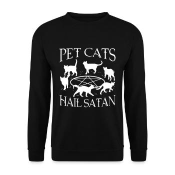 Pet Cats Hail Satan - Unisex Sweatshirt - black - Front - Alina (178cm) & Michal (187cm)