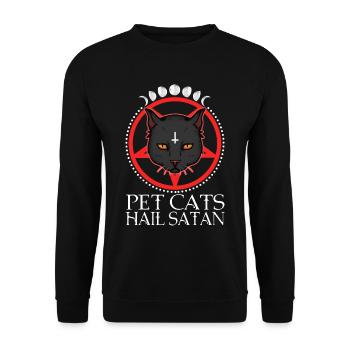 Pet Cats Hail Satan - Unisex Sweatshirt - black - Front - Alina (178cm) & Michal (187cm)