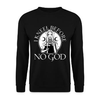 I Kneel Before No God, saten goat - Unisex Pullover - Schwarz - Vorne - Alina (178cm) & Michal (187cm)