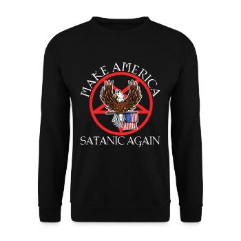 Make America Satanic Again - Unisex Sweatshirt - black - Front - Alina (178cm) & Michal (187cm)